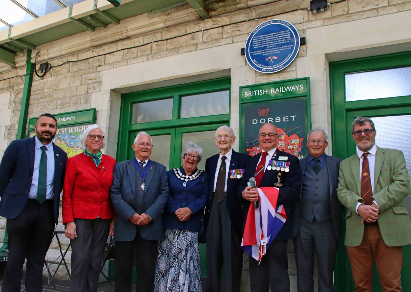 d day 80 plaque swanage station monday 27 may 2024