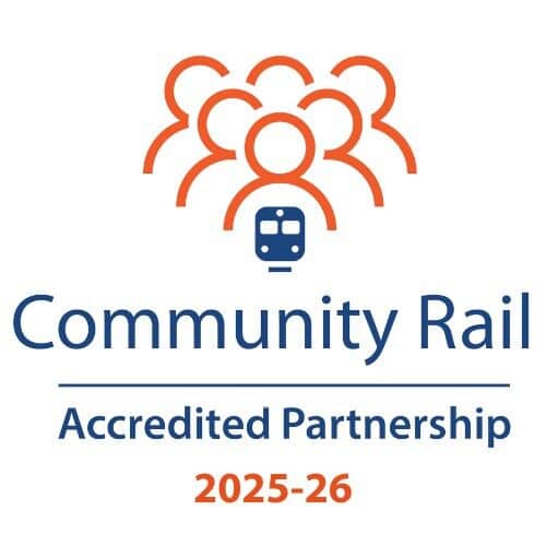 community rail accreditation logo 25 26 white